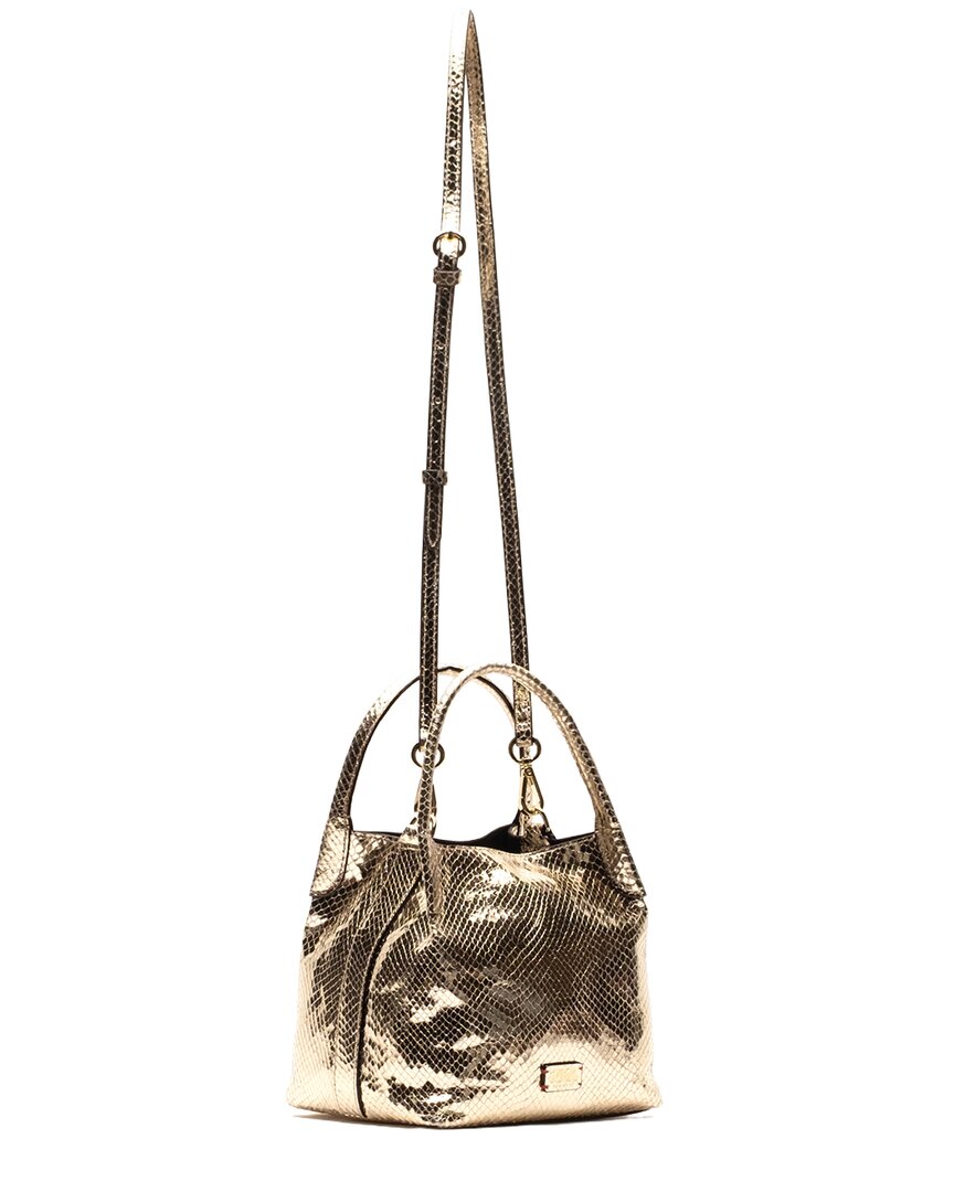 Frances Valentine Frances Valentine Teeny Sweet Pea Metallic Snake-Embossed Leather Tote