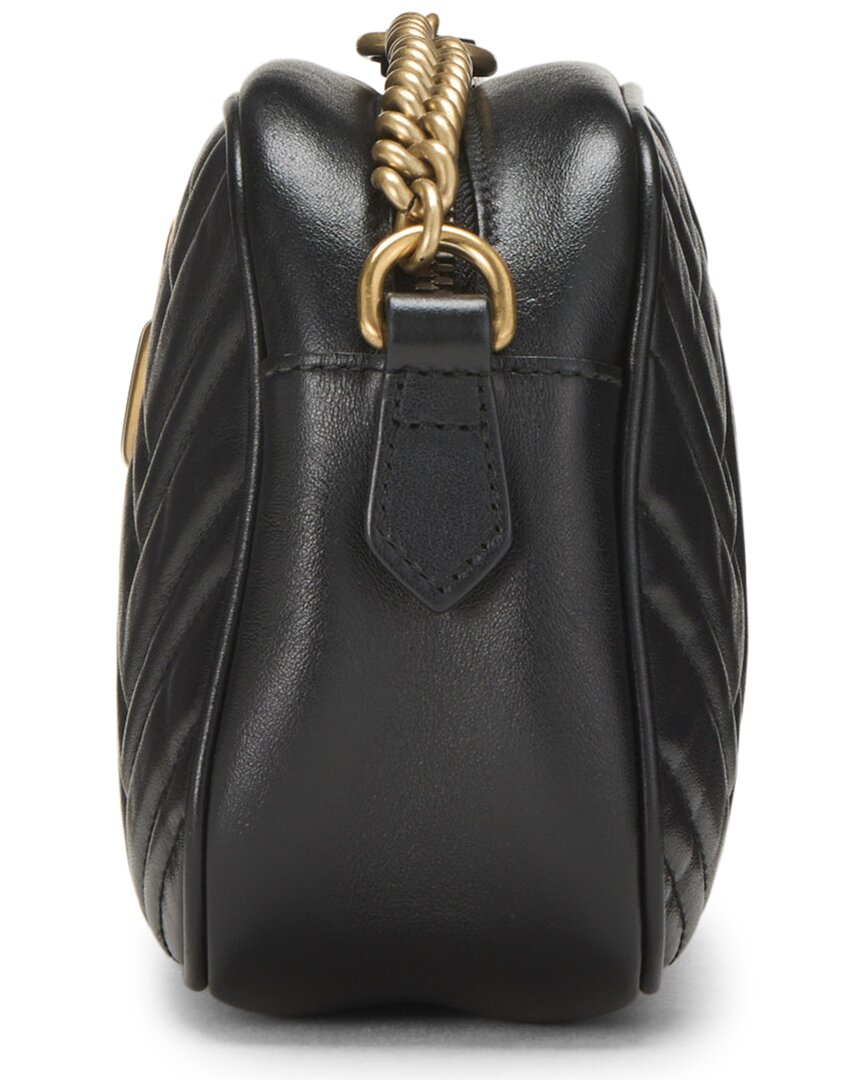 Gucci Gucci Black Leather Gg Marmont Crossbody Bag Small (Authentic Pre-Loved)