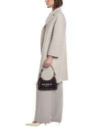 Balmain Balmain Zip Up Leather & Canvas Shoulder Bag