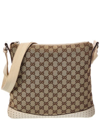 Gucci Gucci Brown Gg Canvas Mini Perforated Flat Messenger (Authentic Pre-Loved)