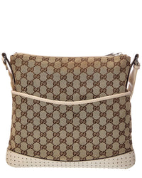 Gucci Gucci Brown Gg Canvas Mini Perforated Flat Messenger (Authentic Pre-Loved)