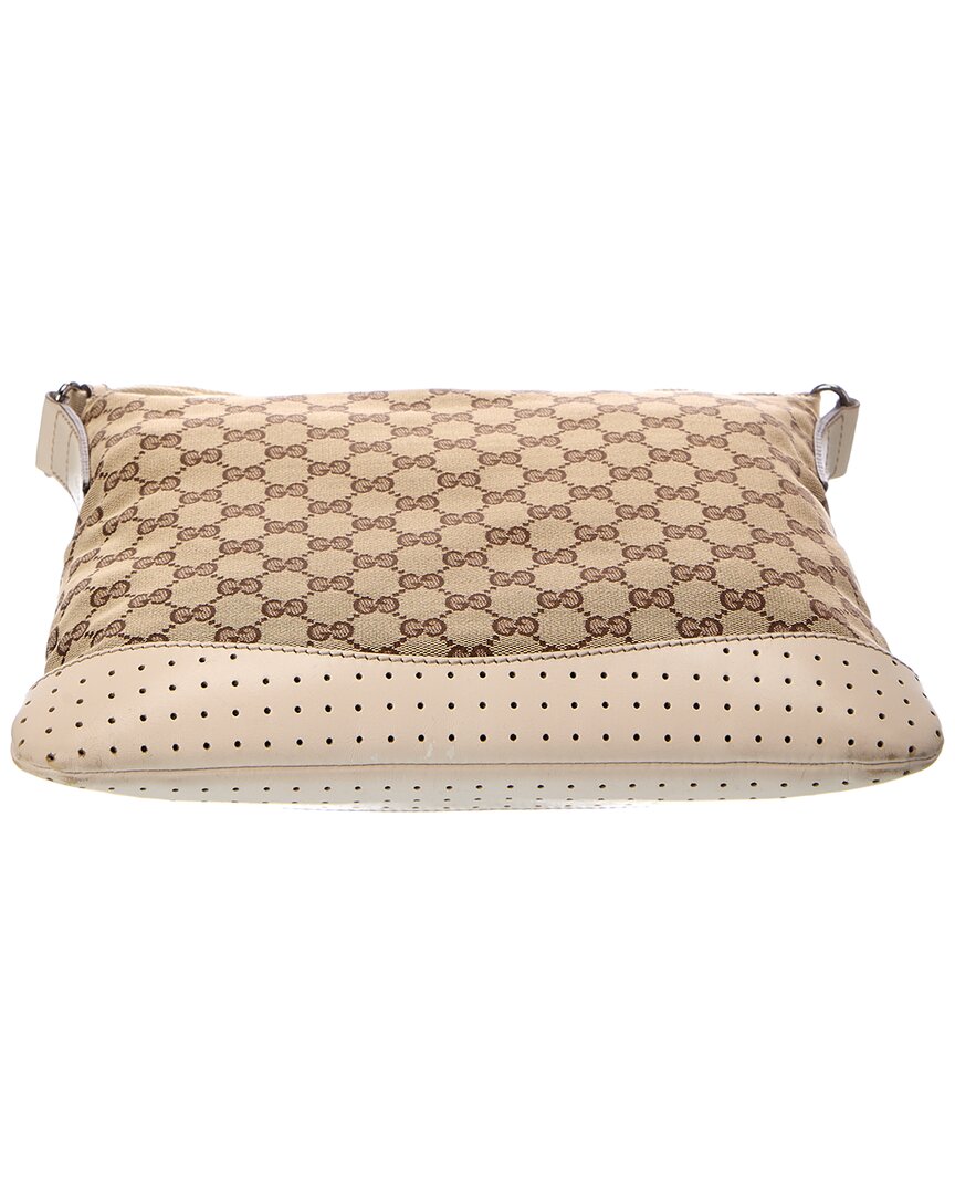 Gucci Gucci Brown Gg Canvas Mini Perforated Flat Messenger (Authentic Pre-Loved)