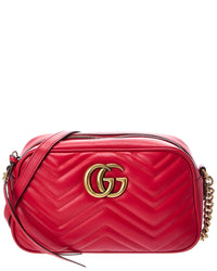 Gucci Gucci Red Matelasse Chevron Mini Gg Marmont Camera Bag (Authentic Pre-Loved)