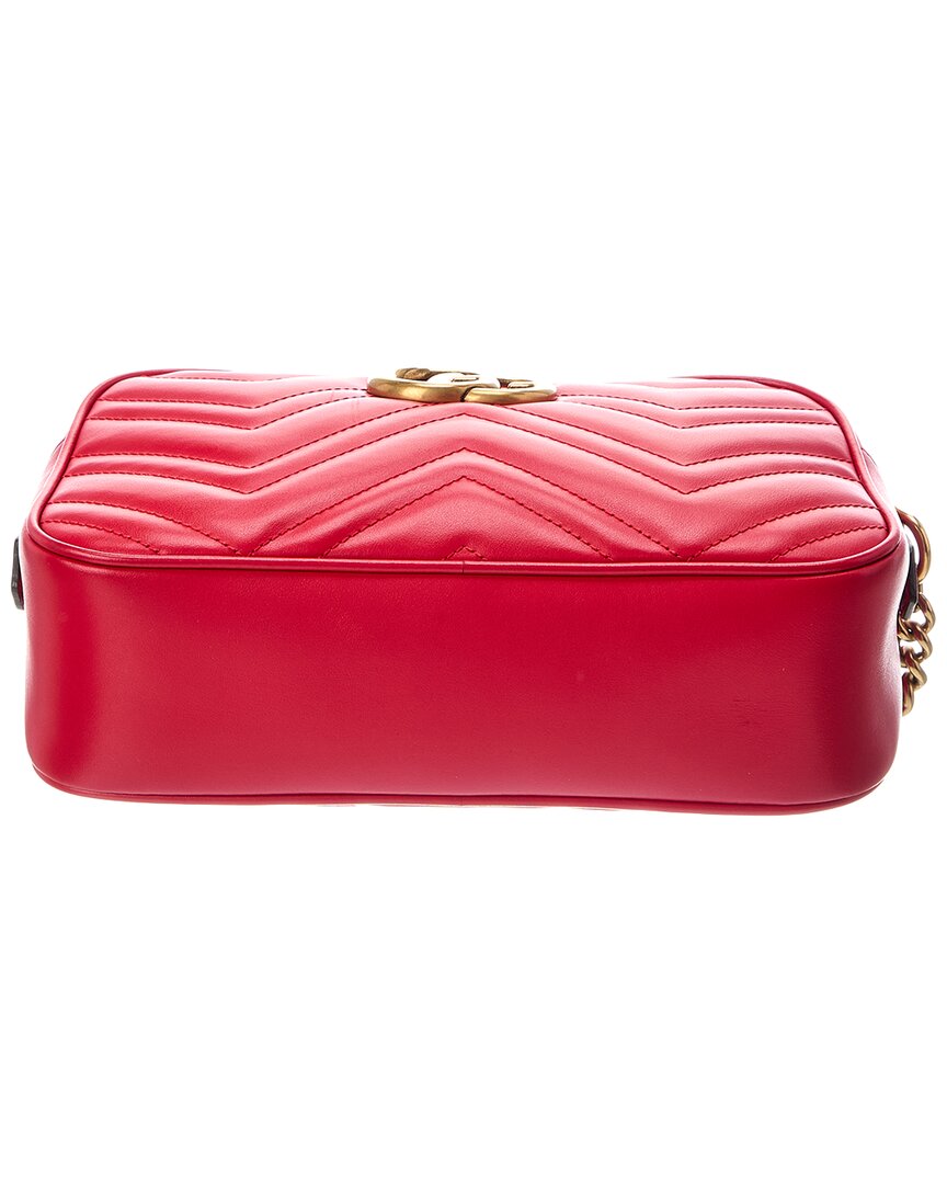 Gucci Gucci Red Matelasse Chevron Mini Gg Marmont Camera Bag (Authentic Pre-Loved)