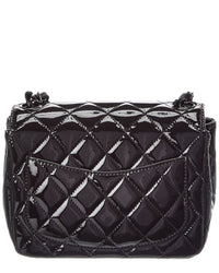Chanel Chanel Black Quilted Patent Leather Mini Square Flap So Black (Authentic