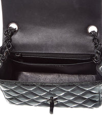 Chanel Chanel Black Quilted Patent Leather Mini Square Flap So Black (Authentic