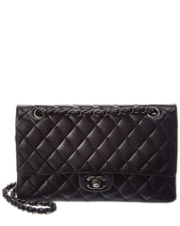 Chanel Chanel Black Quilted Leather Medium Double Flap (Authentic Pre-Loved)