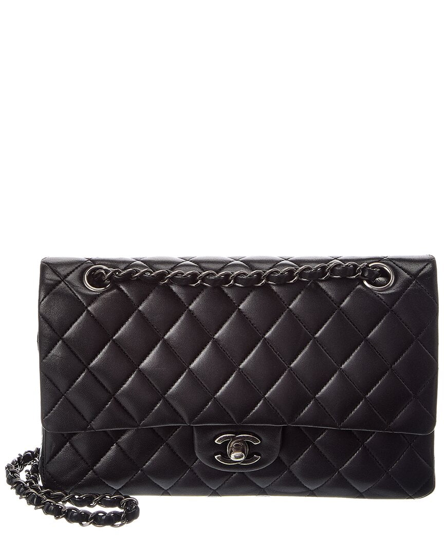 Chanel Chanel Black Quilted Leather Medium Double Flap (Authentic Pre-Loved)