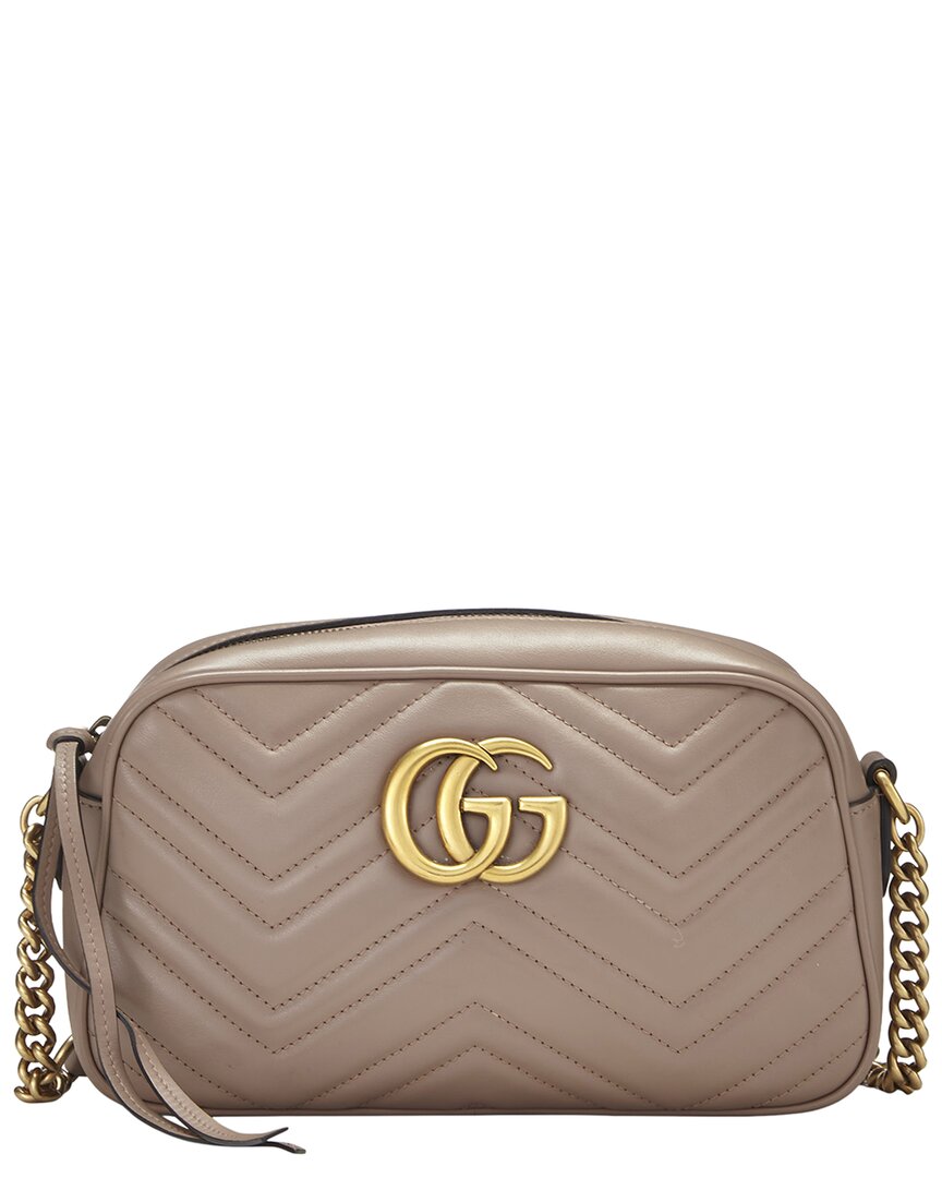 Gucci Gucci Pink Leather Gg Marmont Crossbody Bag Small (Authentic Pre-Loved)