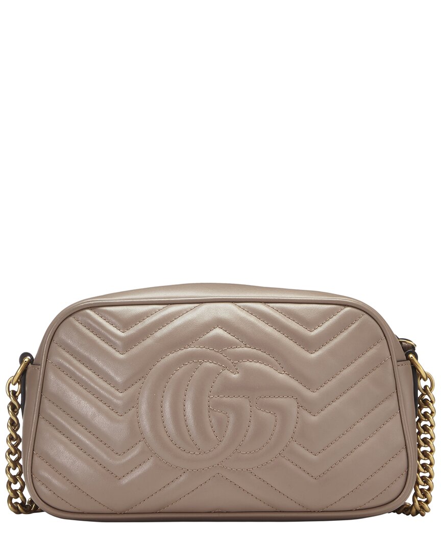 Gucci Gucci Pink Leather Gg Marmont Crossbody Bag Small (Authentic Pre-Loved)