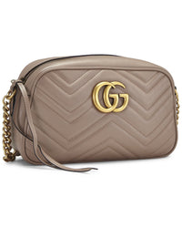 Gucci Gucci Pink Leather Gg Marmont Crossbody Bag Small (Authentic Pre-Loved)