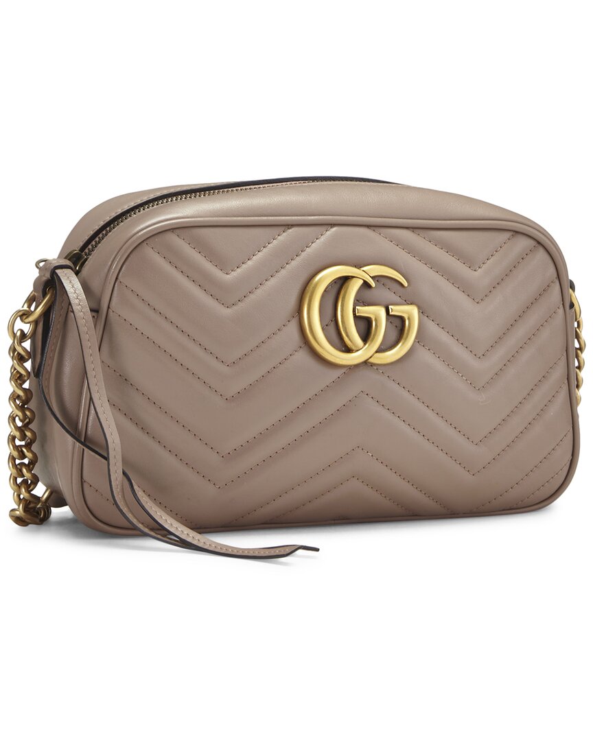 Gucci Gucci Pink Leather Gg Marmont Crossbody Bag Small (Authentic Pre-Loved)