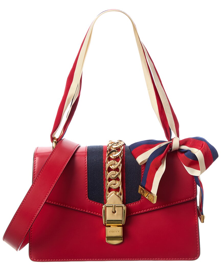 Gucci Gucci Hibiscus Calf Leather Small Sylvie Shoulder Bag (Authentic Pre-Loved)