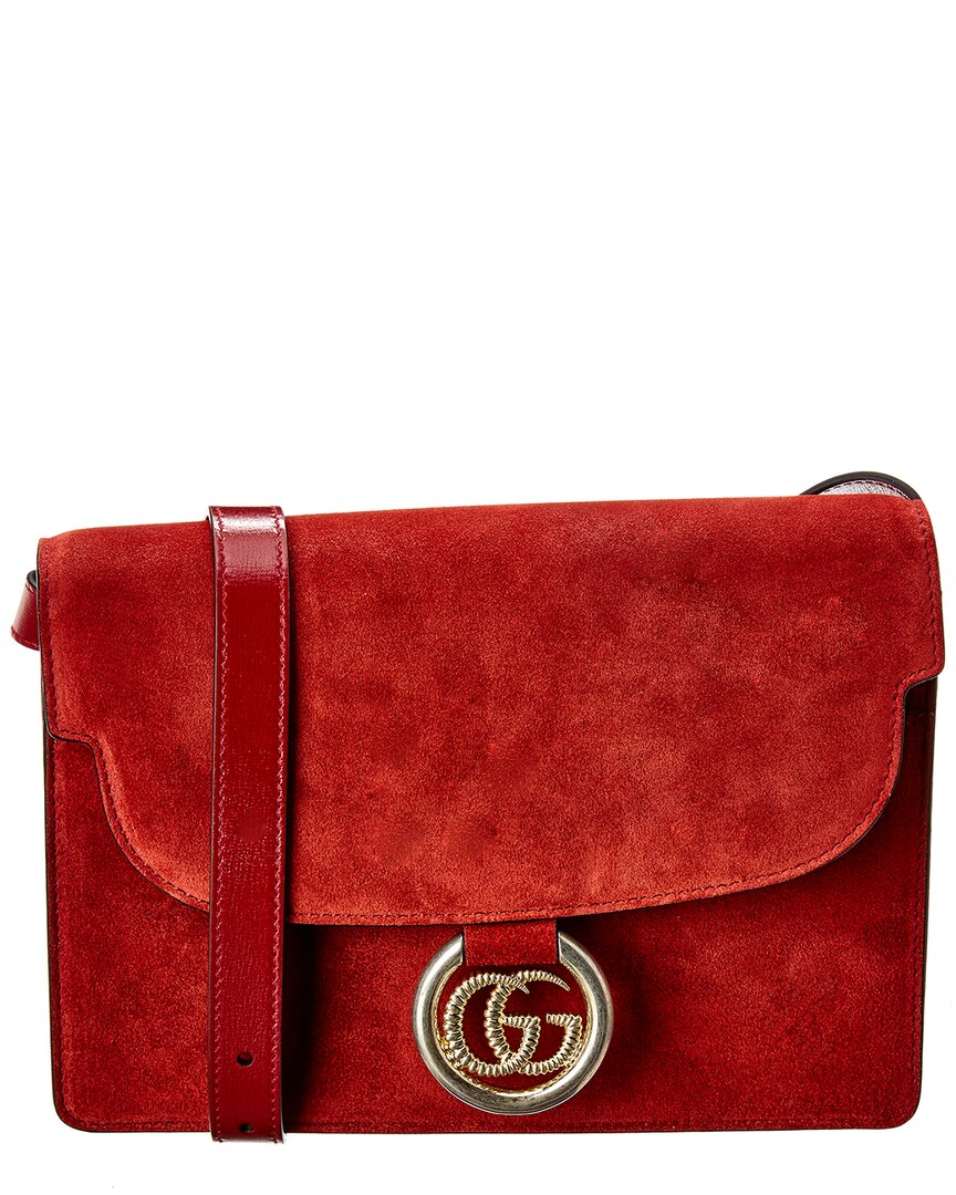 Gucci Gucci Torchon Double G Suede Shoulder Bag