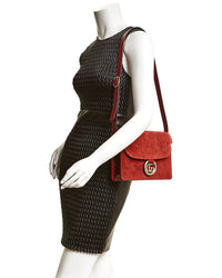 Gucci Gucci Torchon Double G Suede Shoulder Bag