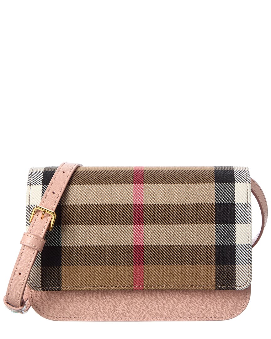 Burberry Burberry Check Cotton & Leather Shoulder Bag