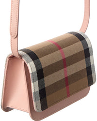 Burberry Burberry Check Cotton & Leather Shoulder Bag