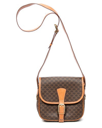 CELINE Celine Brown Macadam Coated Canvas Buckle Flap Crossbody (Authentic Pre-Loved)