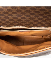 CELINE Celine Brown Macadam Coated Canvas Buckle Flap Crossbody (Authentic Pre-Loved)