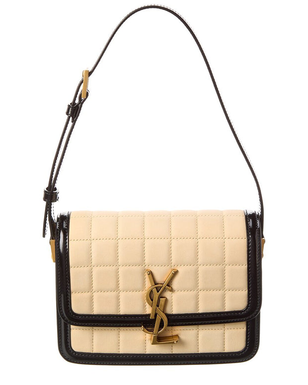 Saint Laurent Solferino Small Quilted Suede & Leather Shoulder Bag