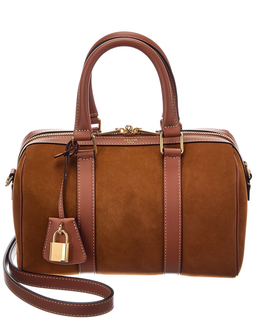 CELINE Celine Boston Medium Suede & Leather Satchel