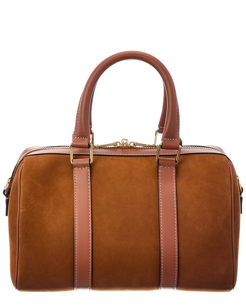 CELINE Celine Boston Medium Suede & Leather Satchel