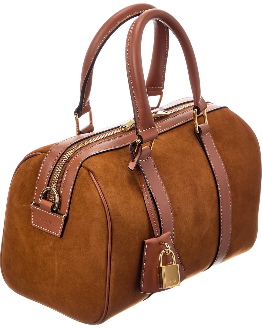 CELINE Celine Boston Medium Suede & Leather Satchel