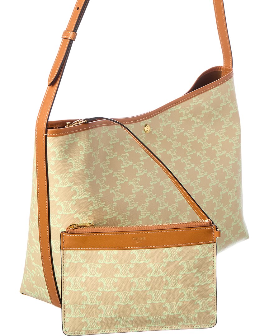 Celine Triomphe Canvas & Leather Shoulder Bag