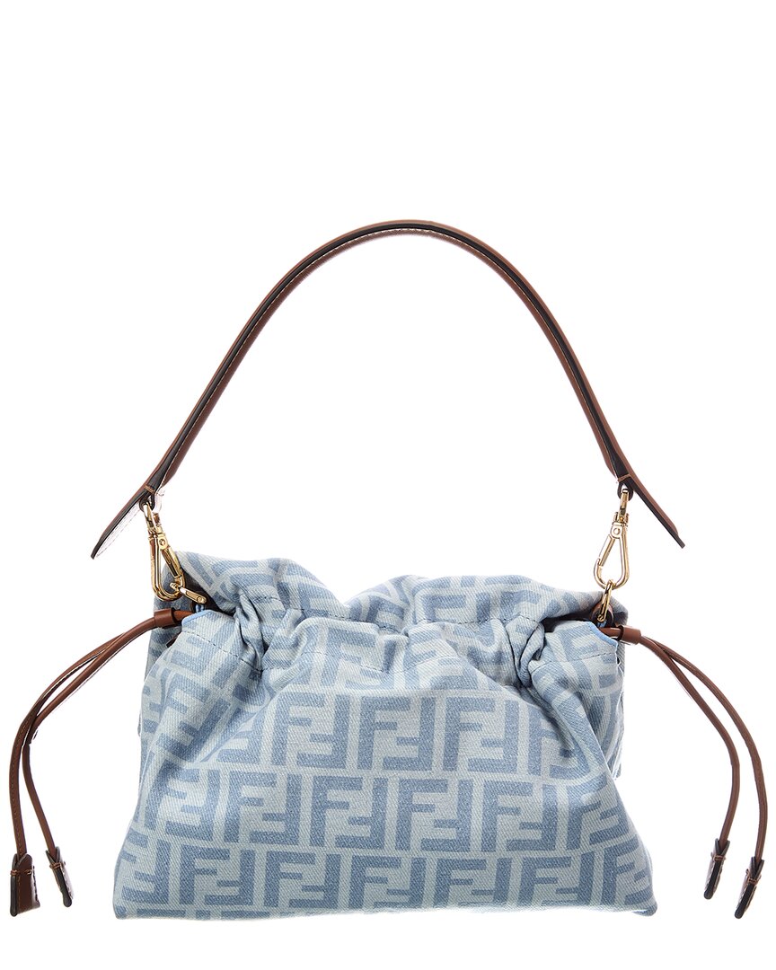 FENDI Fendi Mamma Baguette Medium Ff Denim & Leather Shoulder Bag