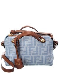 FENDI Fendi By The Way Soft Mini Ff Denim & Leather Satchel