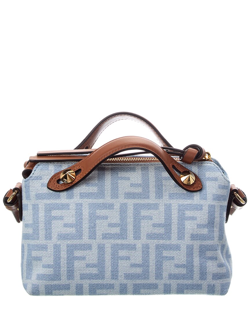 FENDI Fendi By The Way Soft Mini Ff Denim & Leather Satchel