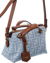 FENDI Fendi By The Way Soft Mini Ff Denim & Leather Satchel