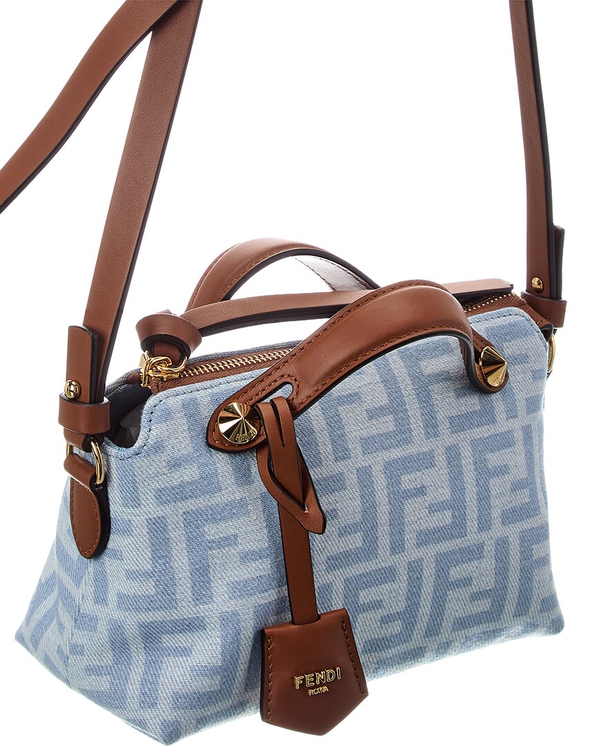 FENDI Fendi By The Way Soft Mini Ff Denim & Leather Satchel