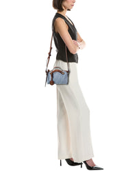 FENDI Fendi By The Way Soft Mini Ff Denim & Leather Satchel