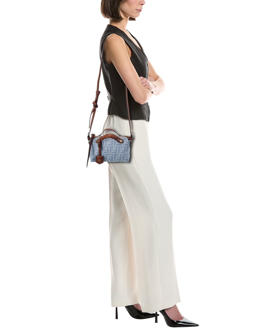 FENDI Fendi By The Way Soft Mini Ff Denim & Leather Satchel