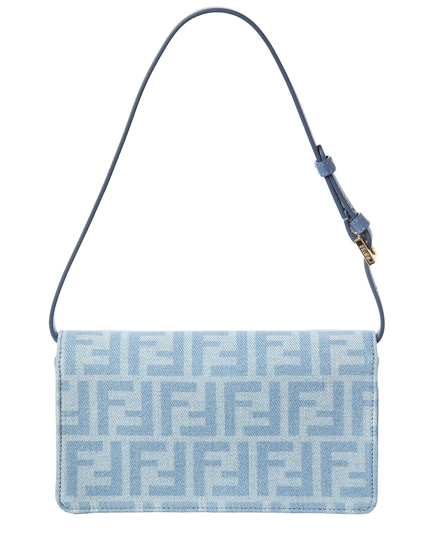 FENDI Fendi Baguette Ff Denim & Leather Wallet On Chain