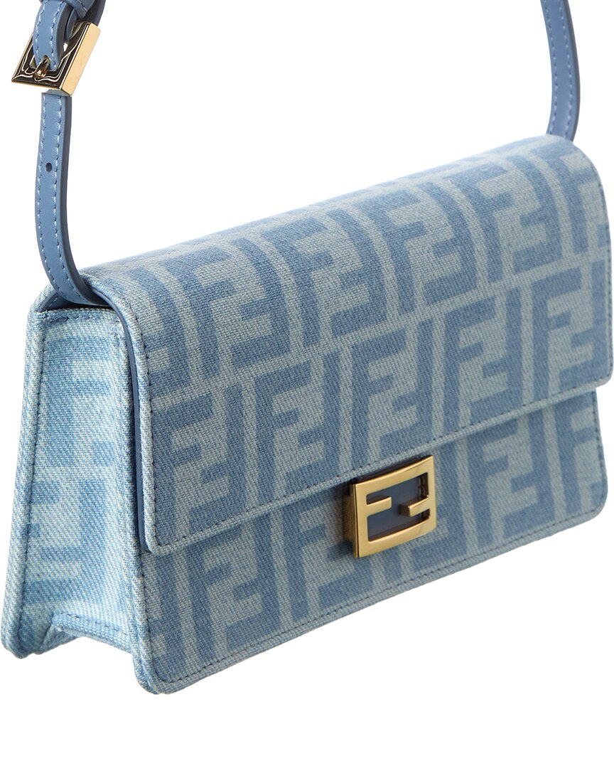 FENDI Fendi Baguette Ff Denim & Leather Wallet On Chain