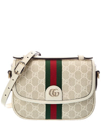 Gucci Gucci Gg Ophidia Small Supreme Gg Canvas & Leather Shoulder Bag