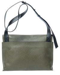 Loewe Loewe Green & Black Grained Calfskin Leather Medium T Messenger, Never Carried
