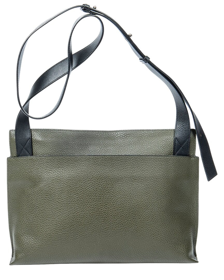 Loewe Loewe Green & Black Grained Calfskin Leather Medium T Messenger, Never Carried