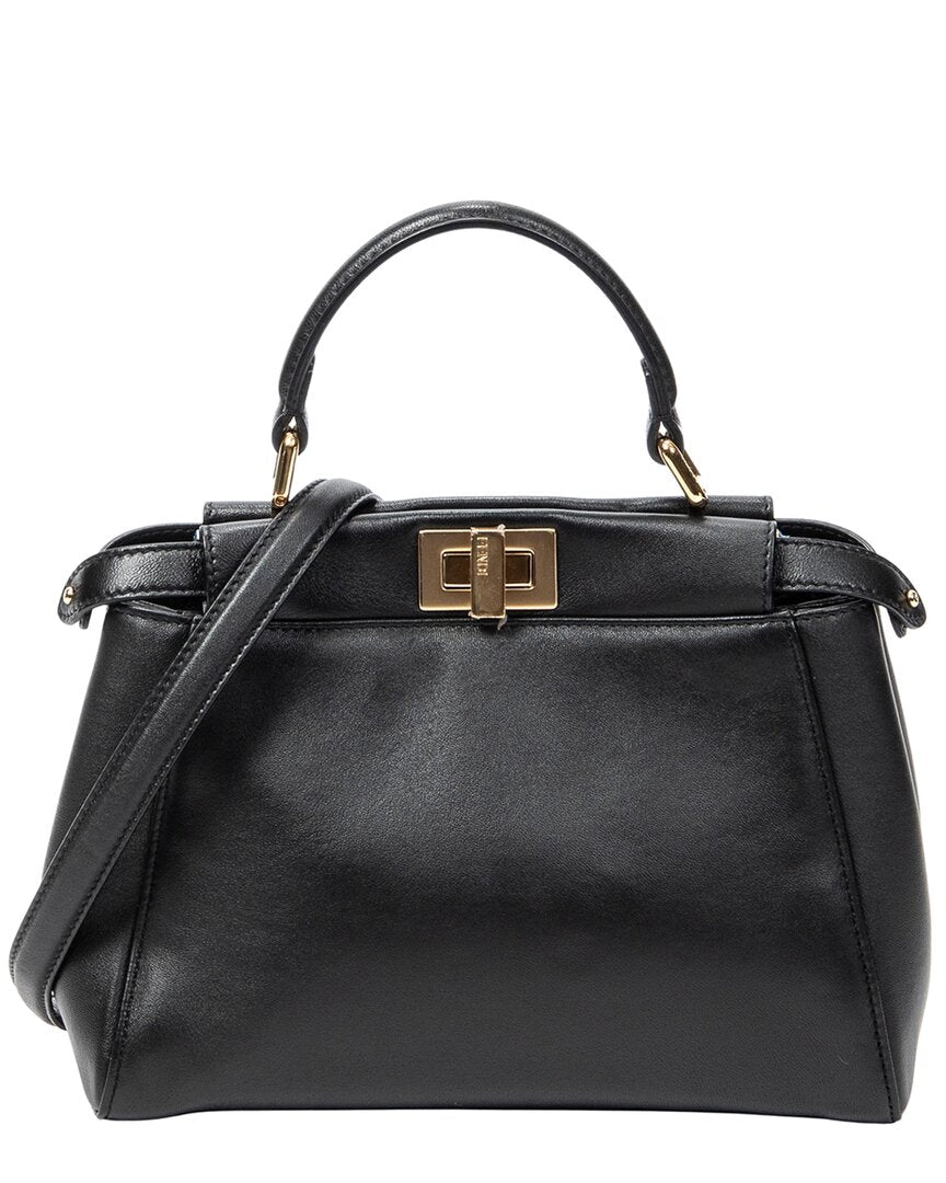 FENDI Fendi Black Smooth Calfskin Leather Mini Peekaboo (Authentic Pre-Loved)
