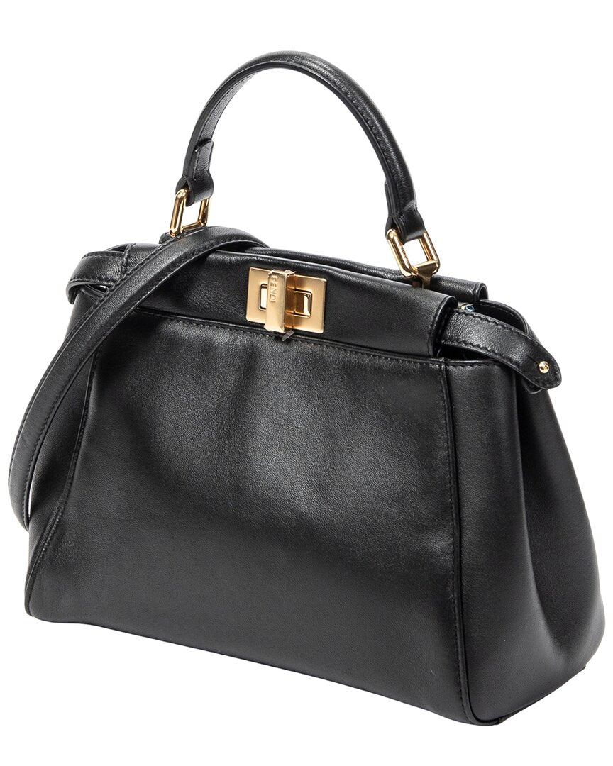 FENDI Fendi Black Smooth Calfskin Leather Mini Peekaboo (Authentic Pre-Loved)