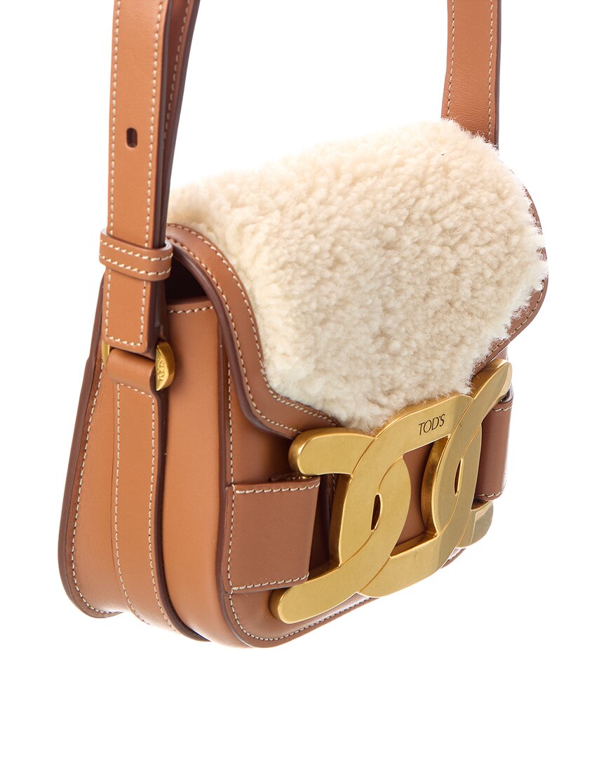 TOD's Tod’S Shearling & Leather Shoulder Bag