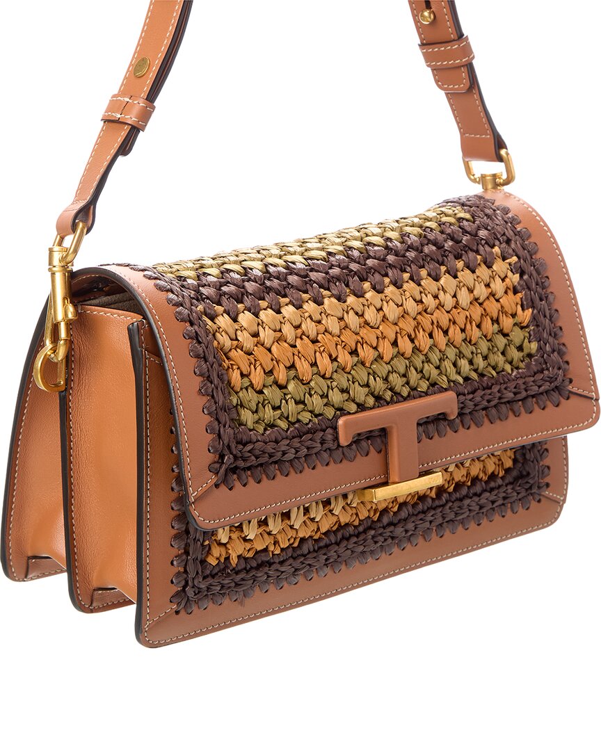 TOD's Tod’S Straw & Leather Shoulder Bag