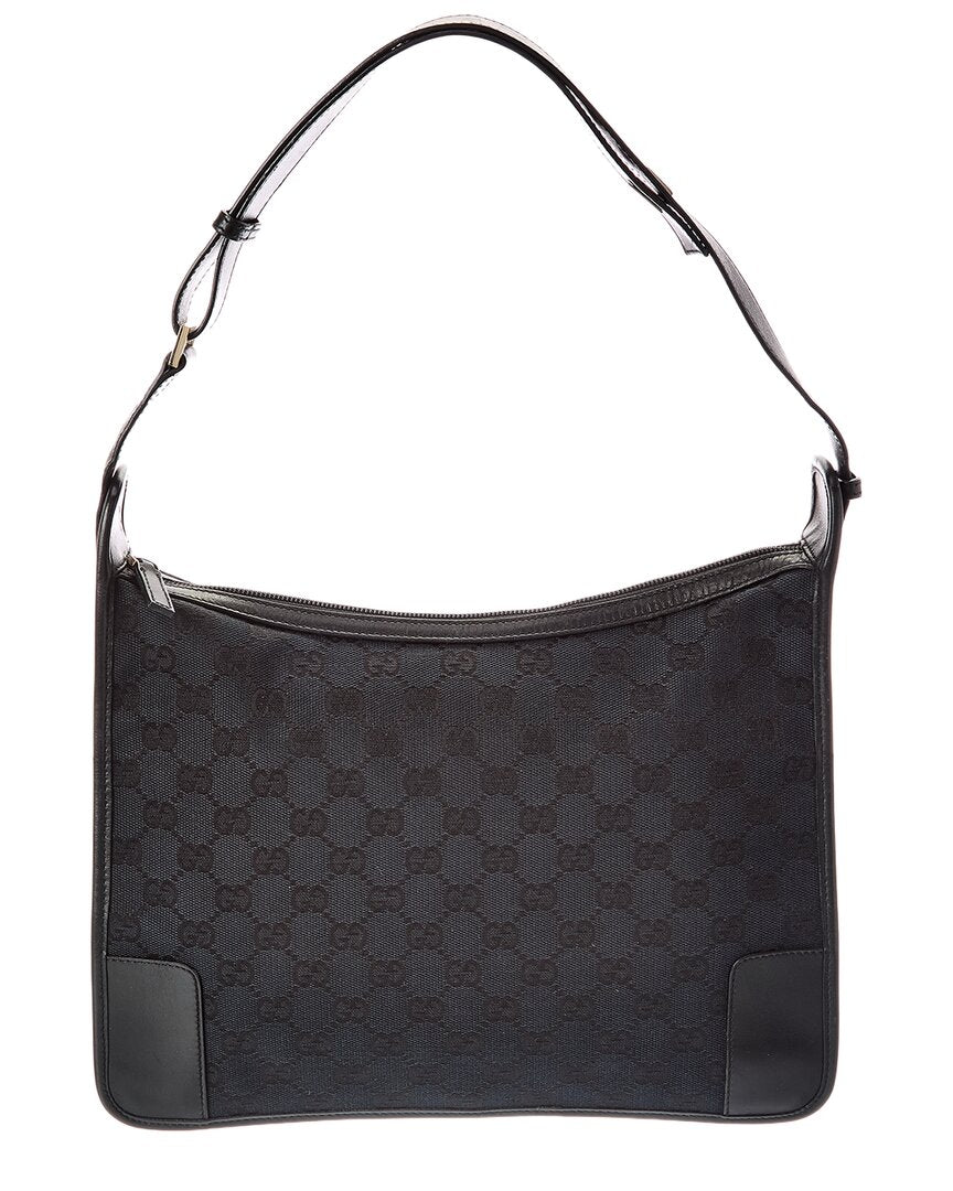 Gucci Gucci Black Canvas & Leather Shoulder Bag (Authentic Pre-Loved)