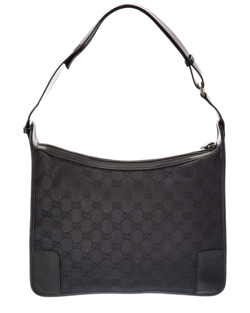 Gucci Gucci Black Canvas & Leather Shoulder Bag (Authentic Pre-Loved)