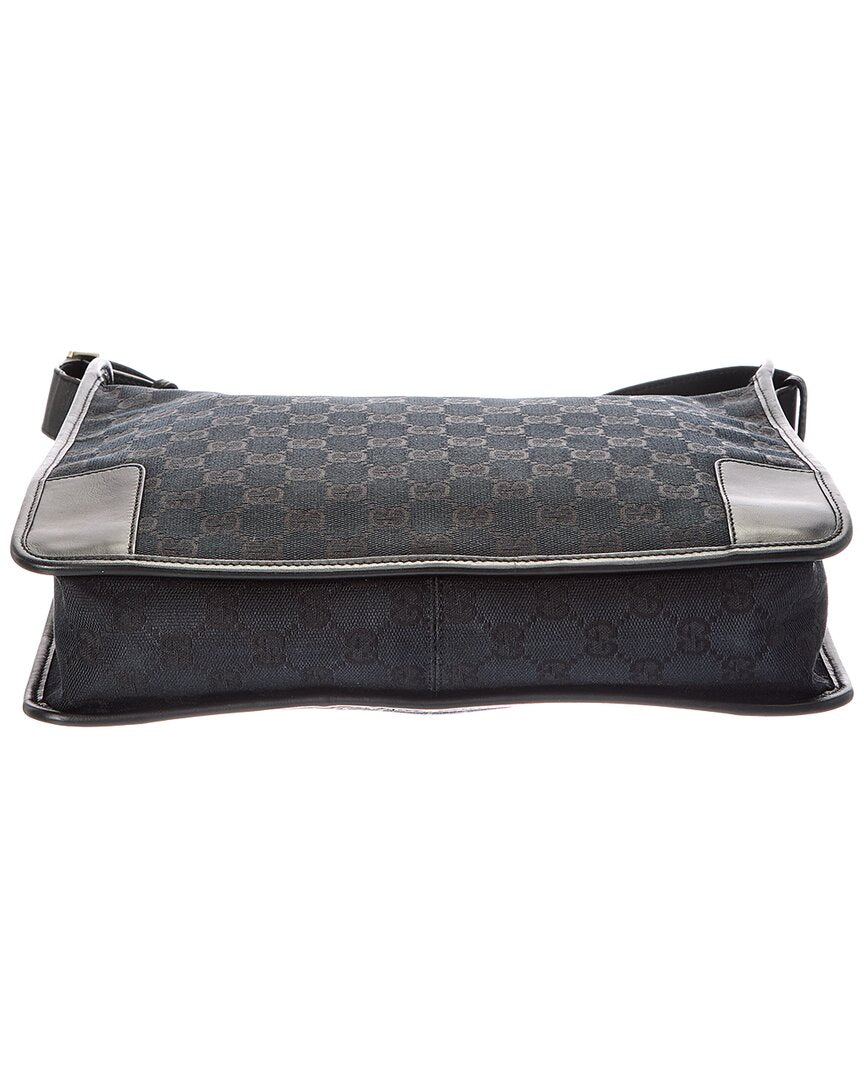 Gucci Gucci Black Canvas & Leather Shoulder Bag (Authentic Pre-Loved)