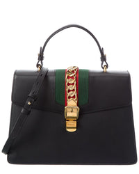 Gucci Gucci Black Calf Leather Medium Sylvie Top Handle (Authentic Pre-Loved)