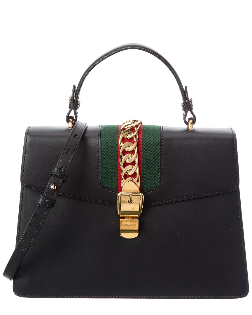 Gucci Gucci Black Calf Leather Medium Sylvie Top Handle (Authentic Pre-Loved)