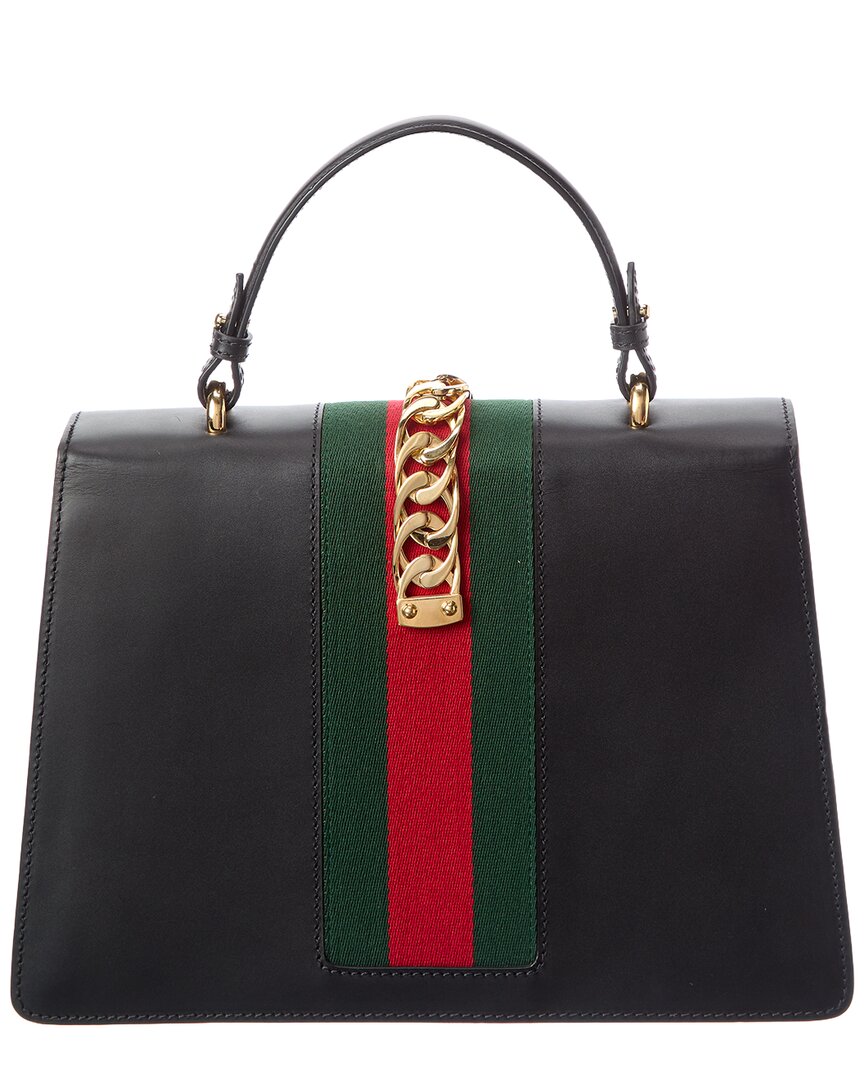 Gucci Gucci Black Calf Leather Medium Sylvie Top Handle (Authentic Pre-Loved)